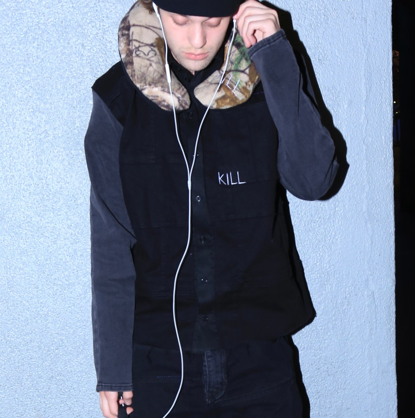 Black paneled button up