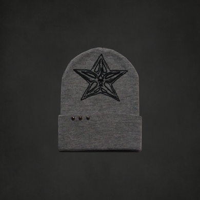 Grey studded beanie