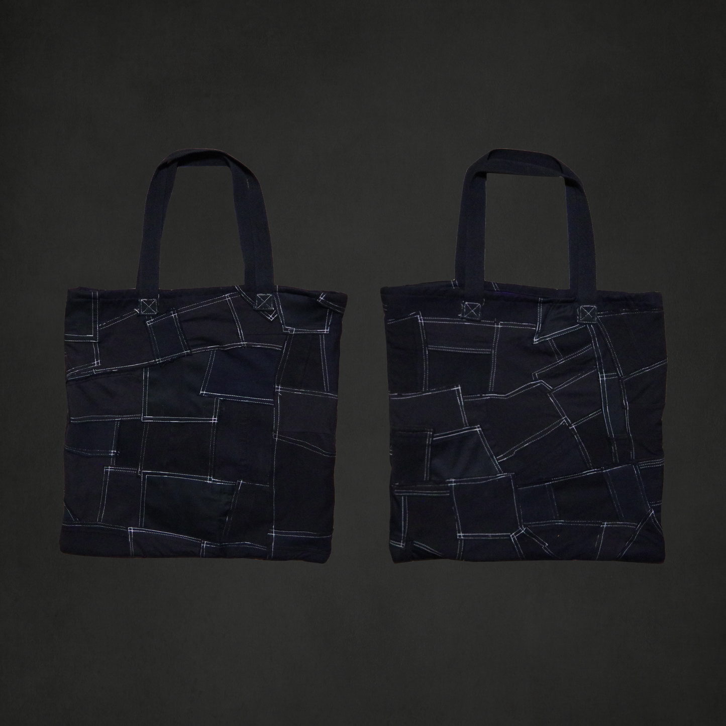 Black patchwork tote bag