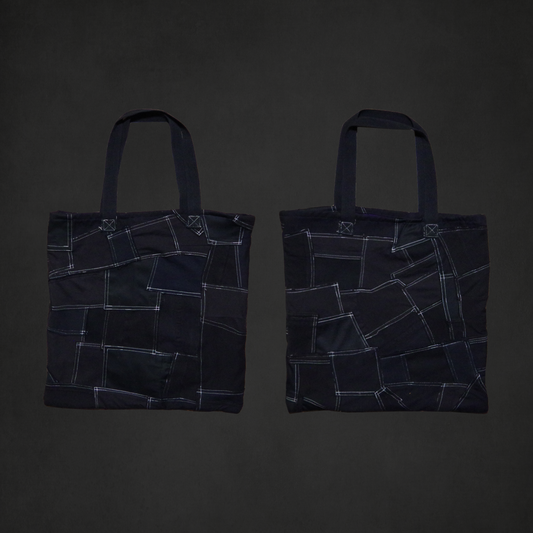 Black patchwork tote bag