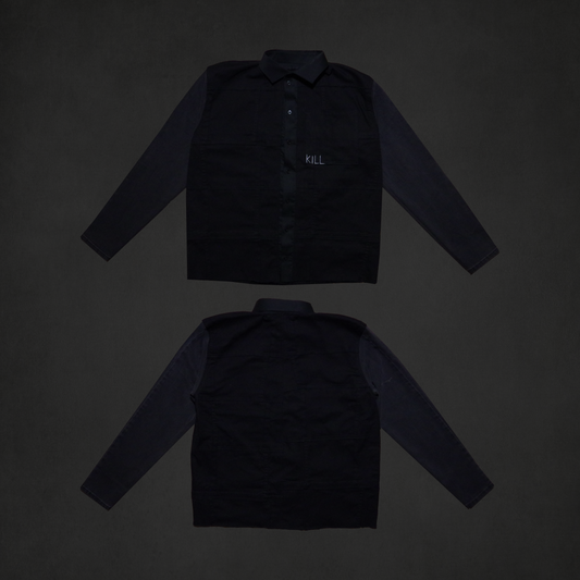 Black paneled button up