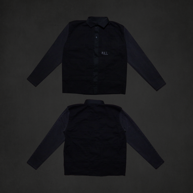 Black paneled button up