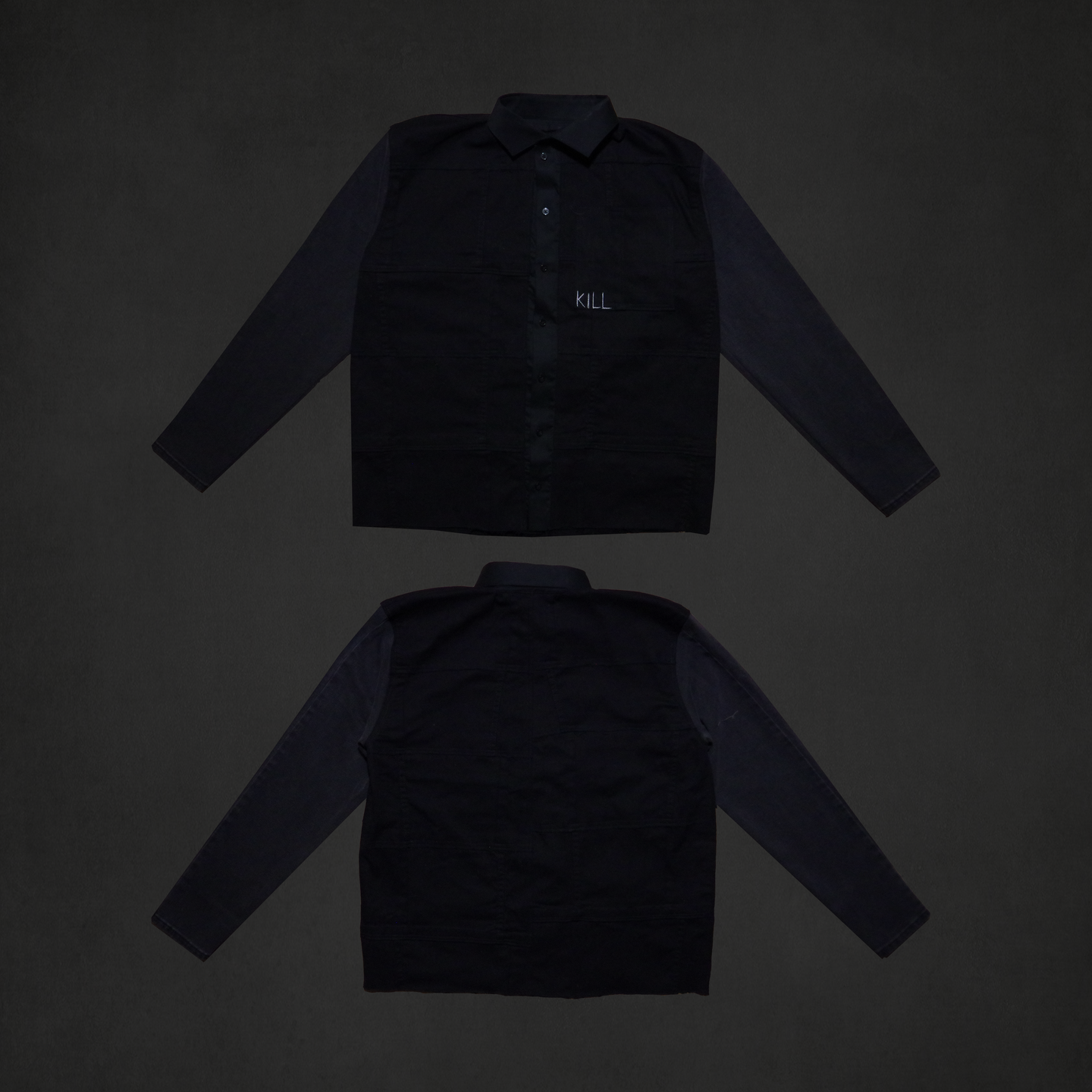 Black paneled button up