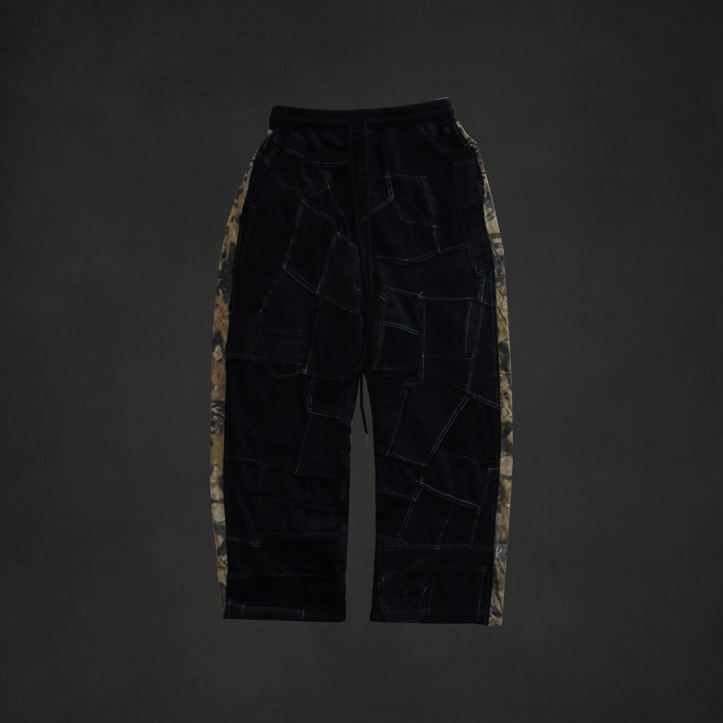 Black Patchwork Camo Sweatpants
