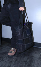 Load image into Gallery viewer, Black patchwork tote bag